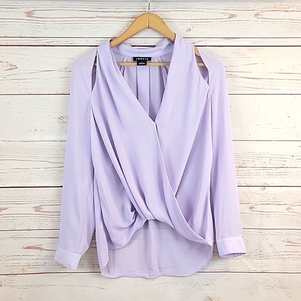 TROUVE | Cut out Faux Wrap Blouse High/Low Hem- Size Small